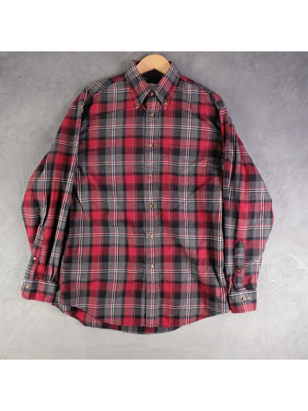 Brooks Brothers Shirt Mens Medium Red Black Flannel Button Down Pocket Madison